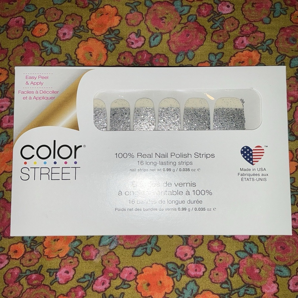 Color Street Nail Strips Dripping In Diamonds NEW Retired USA Silver‎ Glitter